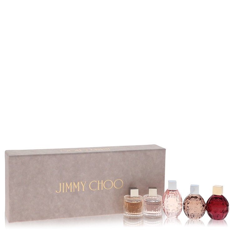 Jimmy Choo Fever by Jimmy Choo Gift Set - 3 x .15 oz Mini EDP Sprays in Jimmy Choo Illicit, Jimmy Choo, & Jimmy Choo Fever + 2 x .15 oz Mini EDT sprays in Jimmy Choo Illicit Flower & Jimmy Choo L'eau